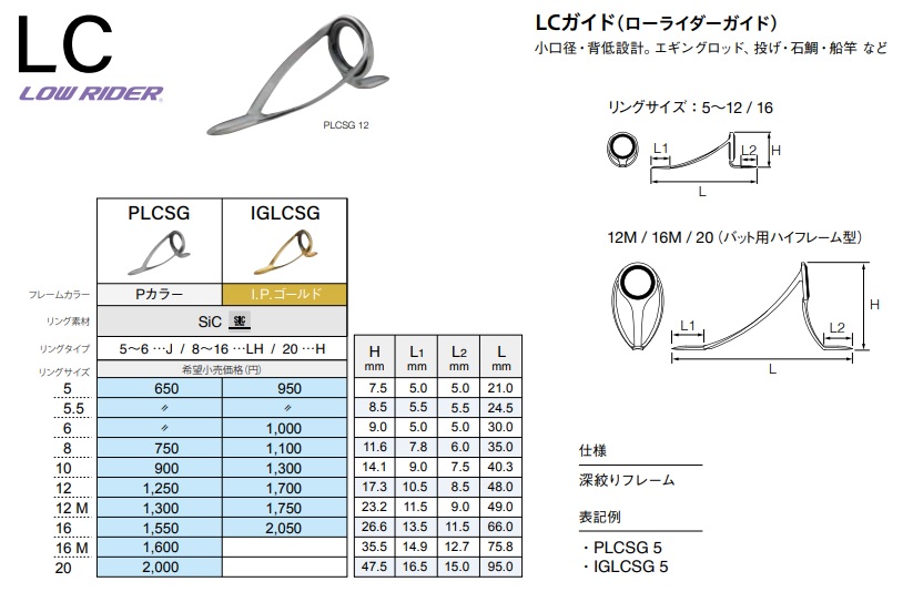 IGLCSG 10~20 ※ステンレスSICガイド,両足,富士工業 Fuji ｜釣具の